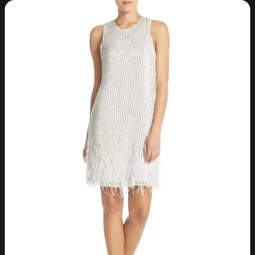Parker Beaded Ostrich Feather Cocktail Dress - bridal shower / wedding